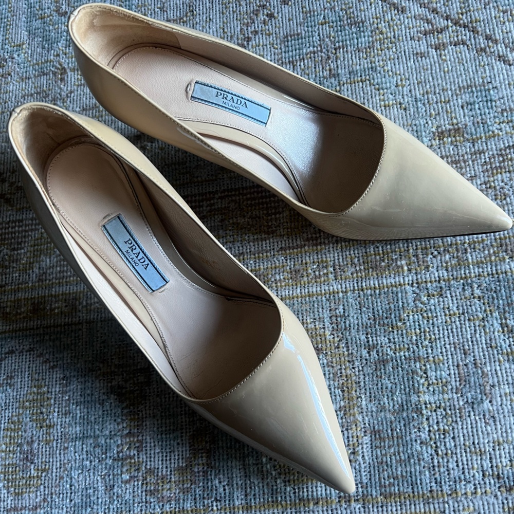 Prada Patent Leather Nude Heels 35